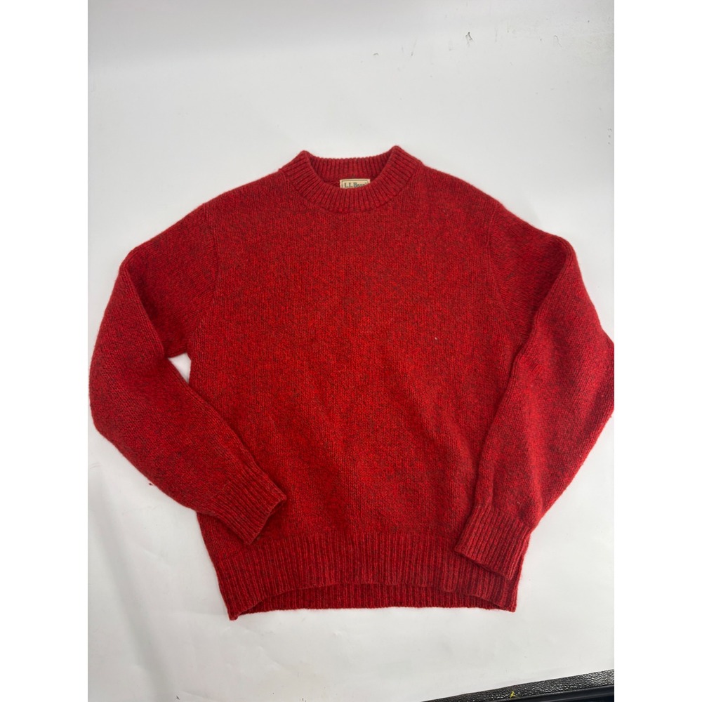 LL Bean Mens 100% wool Marled Knit Crewneck Sweater Freeport Maine Vintage